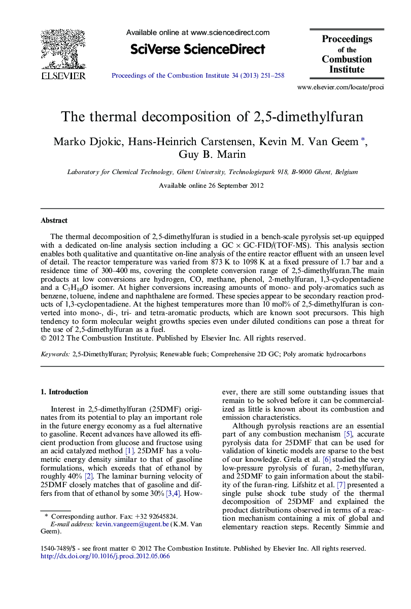 The thermal decomposition of 2,5-dimethylfuran