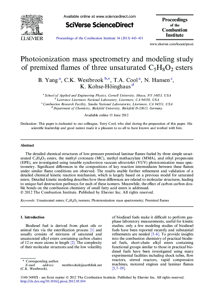 Photoionization mass spectrometry and modeling study of premixed flames of three unsaturated C5H8O2 esters