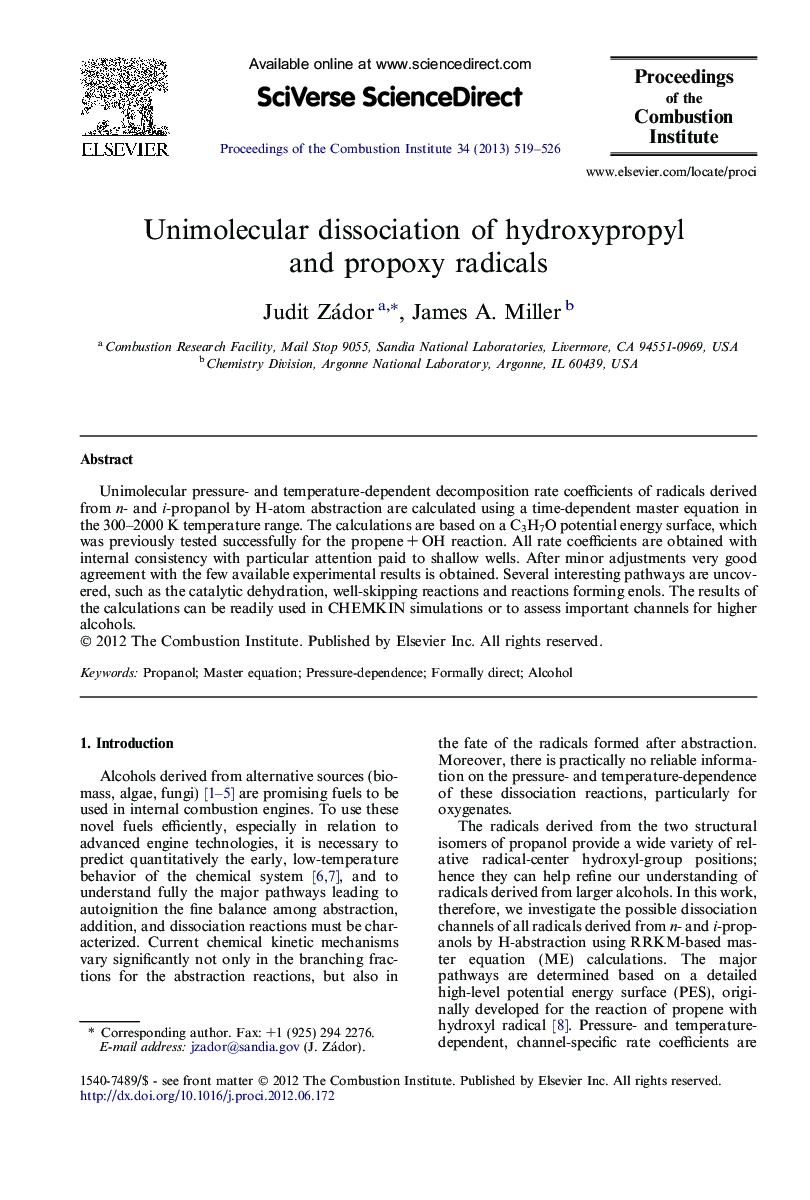 Unimolecular dissociation of hydroxypropyl and propoxy radicals