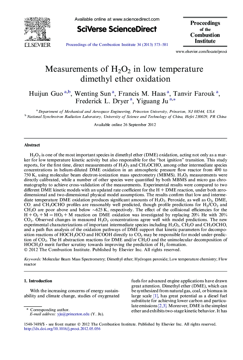 Measurements of H2O2 in low temperature dimethyl ether oxidation