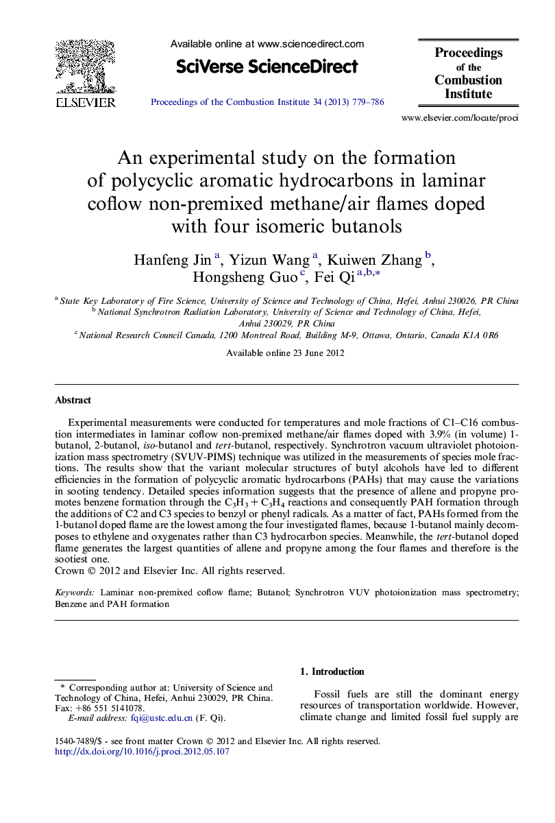 An experimental study on the formation of polycyclic aromatic hydrocarbons in laminar coflow non-premixed methane/air flames doped with four isomeric butanols