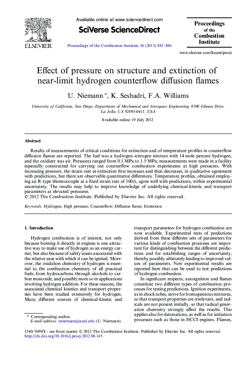 Effect of pressure on structure and extinction of near-limit hydrogen counterflow diffusion flames