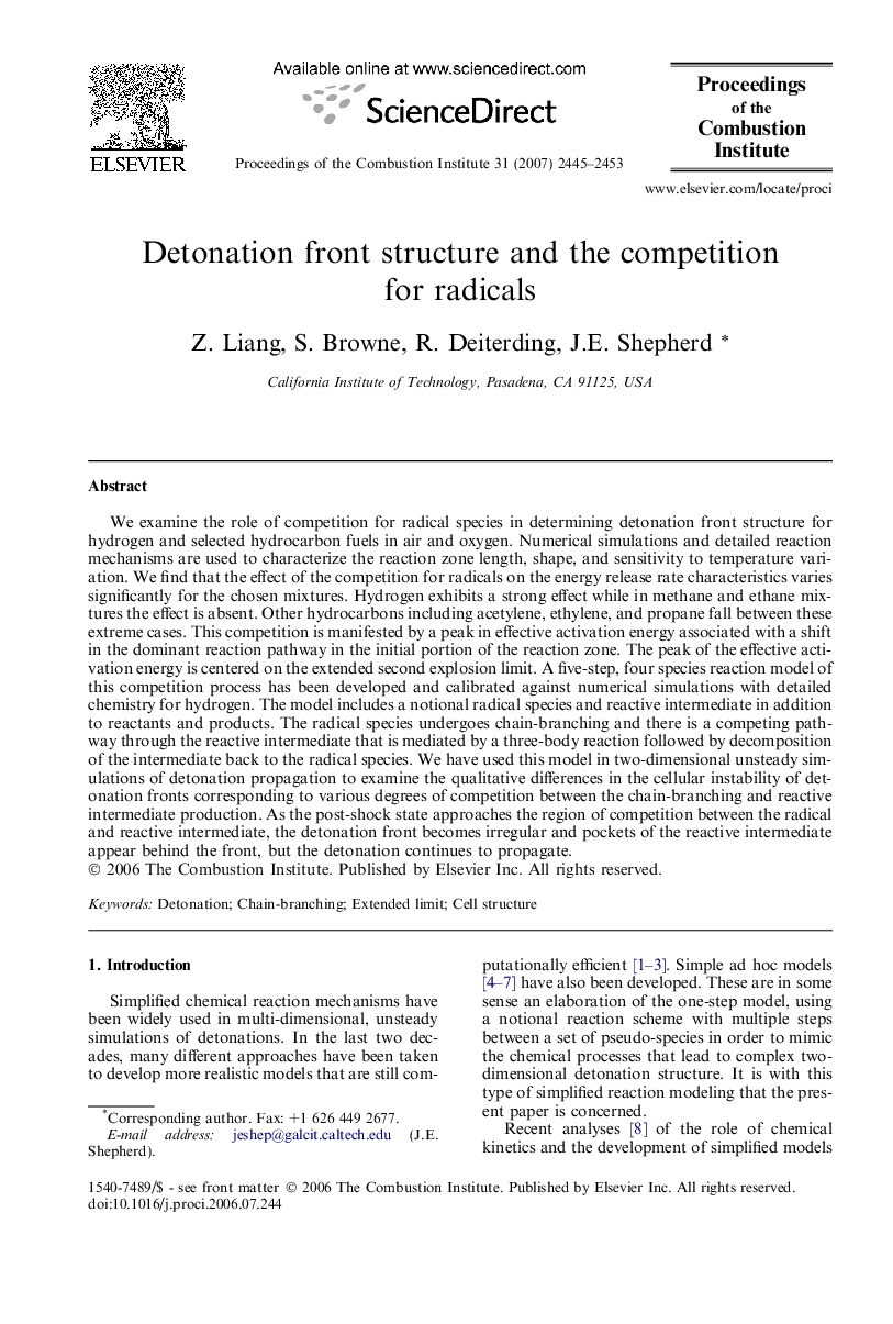 Detonation front structure and the competition for radicals