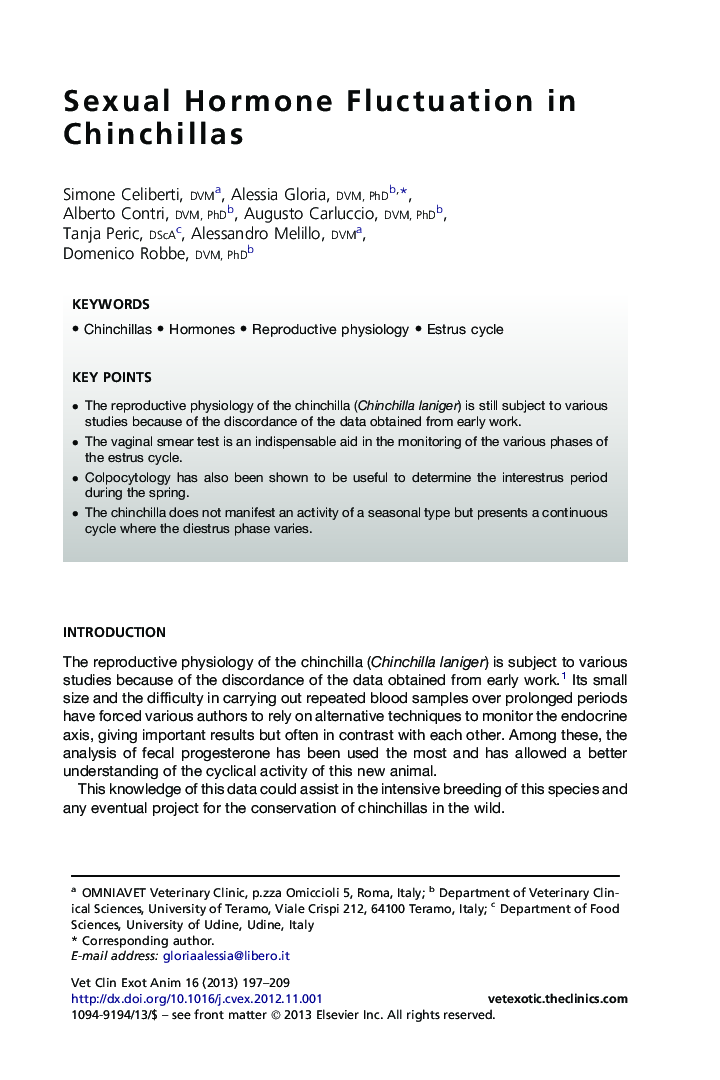 Sexual Hormone Fluctuation in Chinchillas