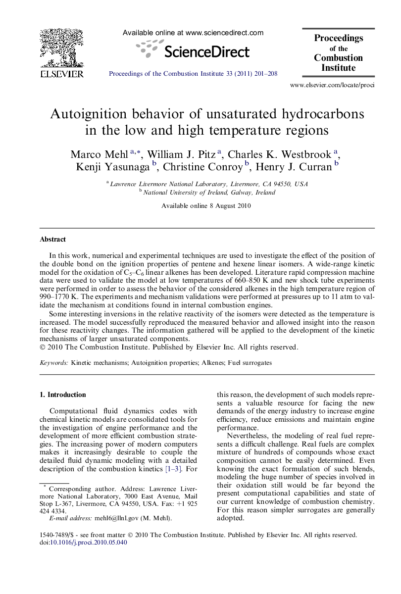 Autoignition behavior of unsaturated hydrocarbons in the low and high temperature regions