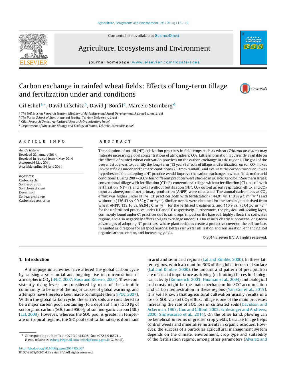 Carbon exchange in rainfed wheat fields: Effects of long-term tillage and fertilization under arid conditions