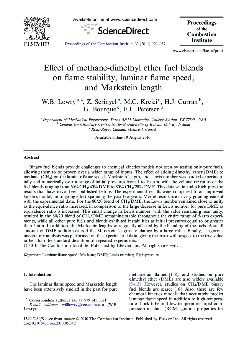 Effect of methane-dimethyl ether fuel blends on flame stability, laminar flame speed, and Markstein length