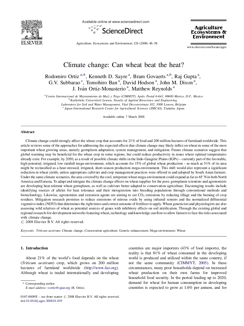 Climate change: Can wheat beat the heat?