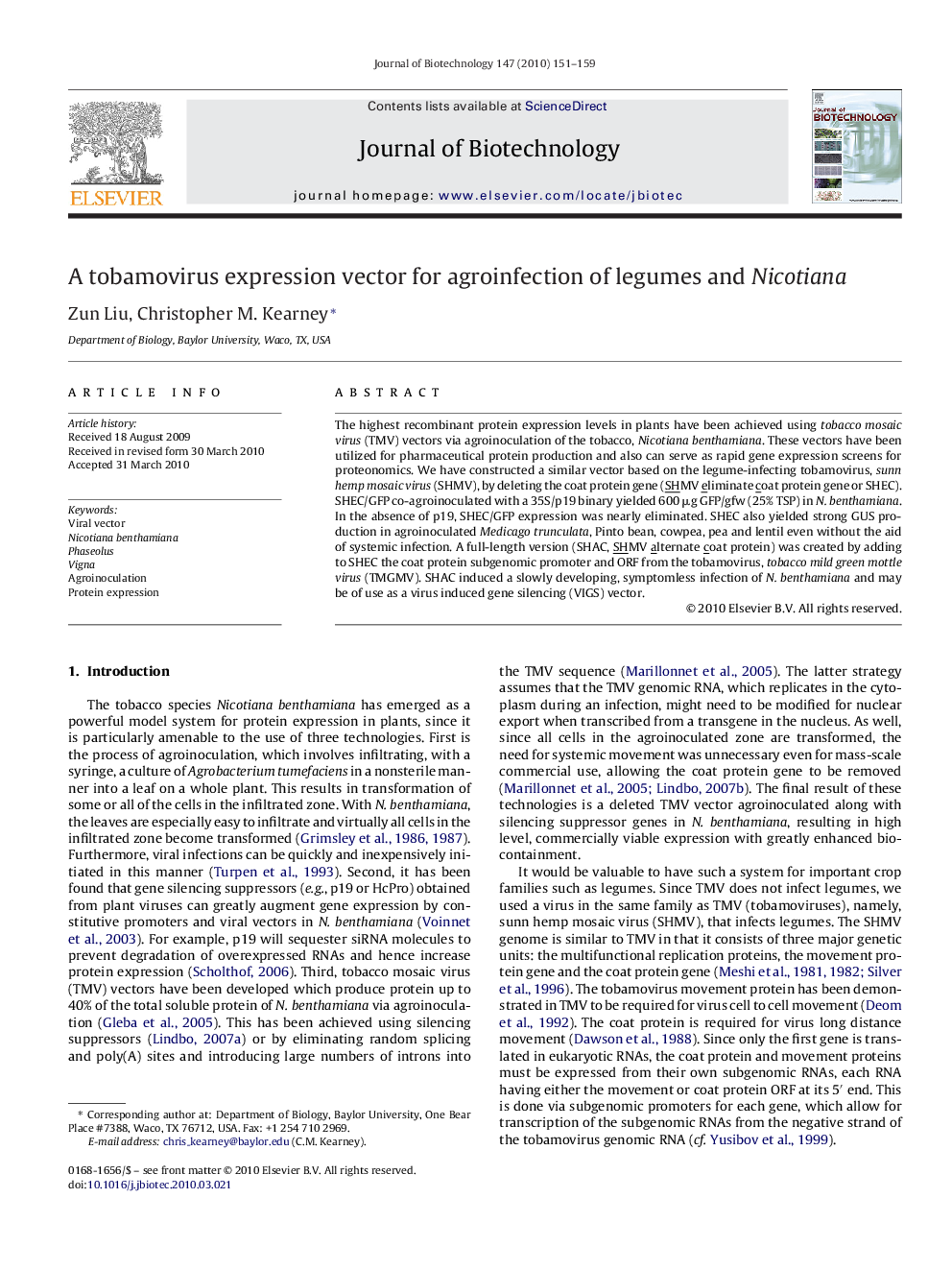 A tobamovirus expression vector for agroinfection of legumes and Nicotiana