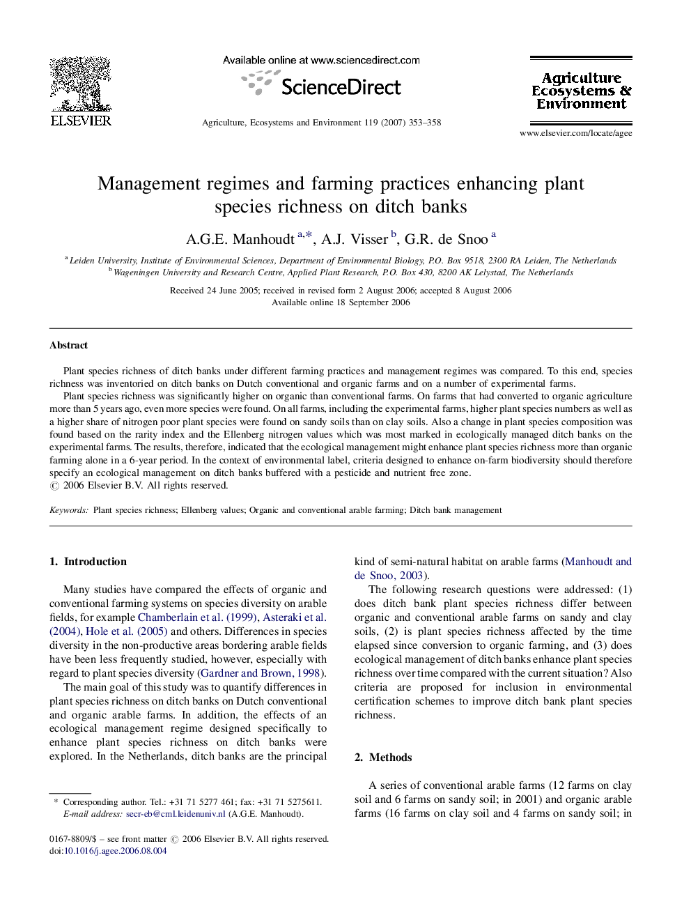 Management regimes and farming practices enhancing plant species richness on ditch banks