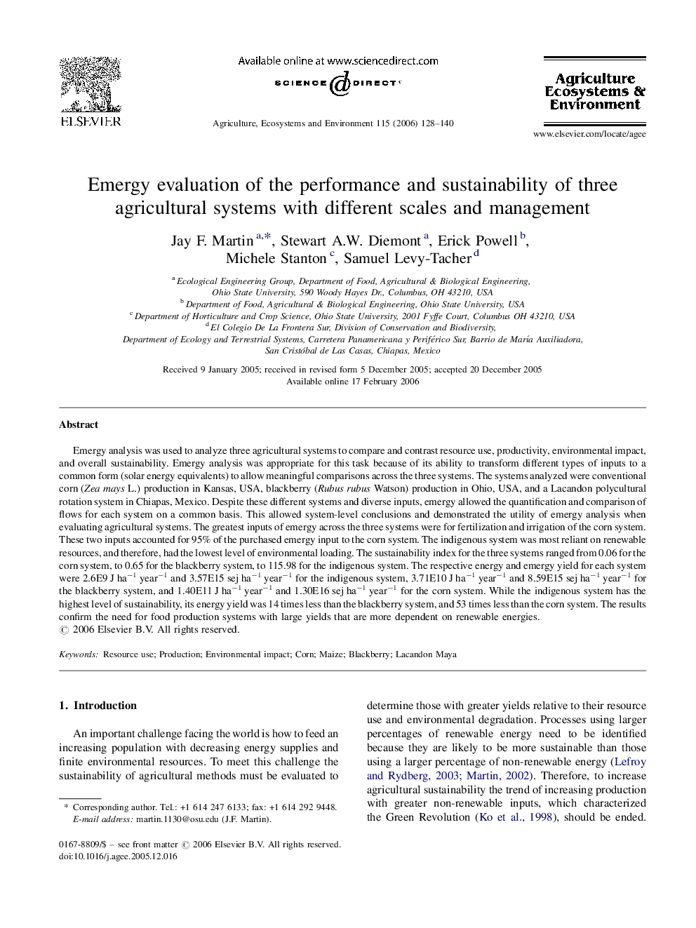 Emergy evaluation of the performance and sustainability of three agricultural systems with different scales and management