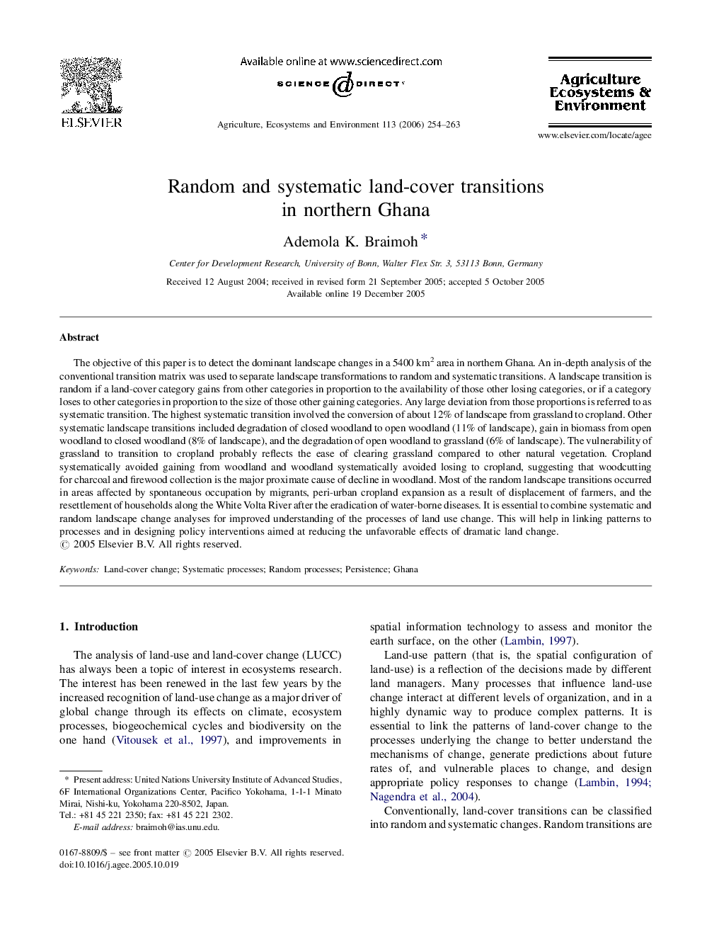 Random and systematic land-cover transitions in northern Ghana