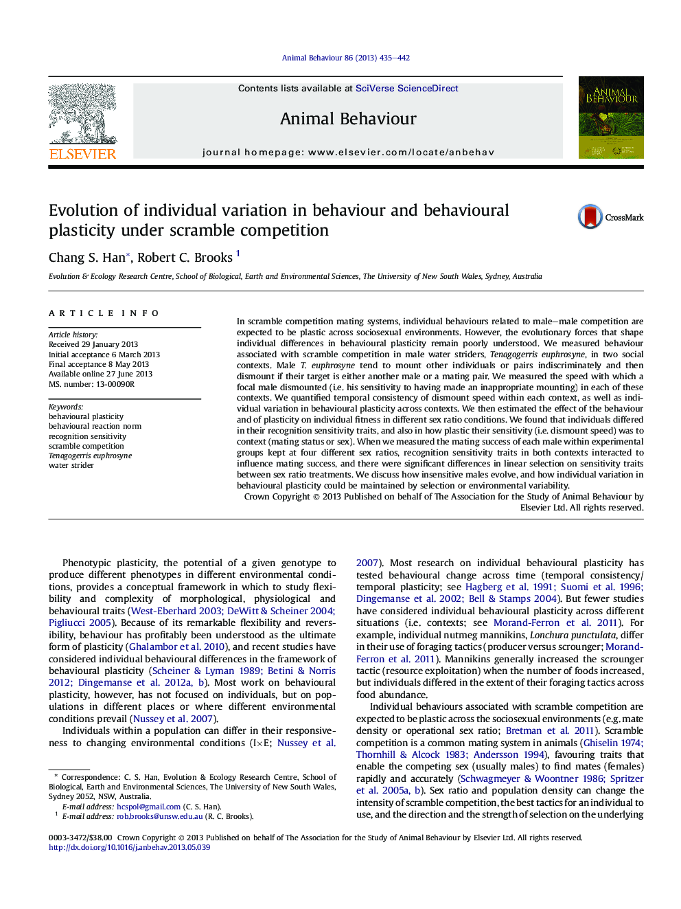 Evolution of individual variation in behaviour and behavioural plasticity under scramble competition