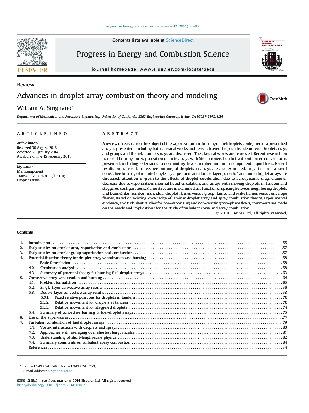 Advances in droplet array combustion theory and modeling