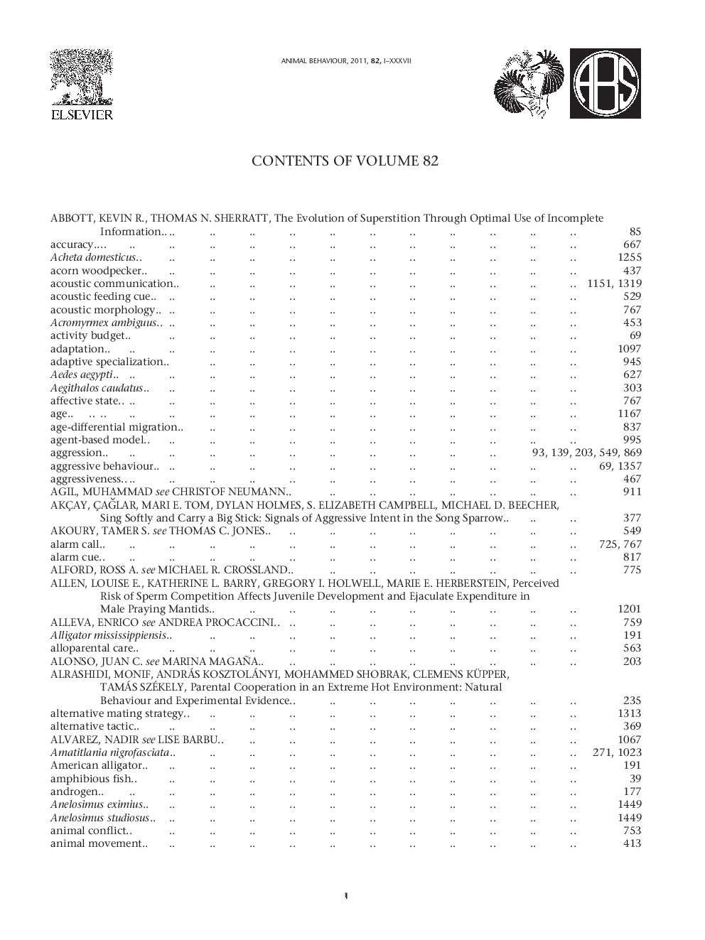 Index of Volume 82