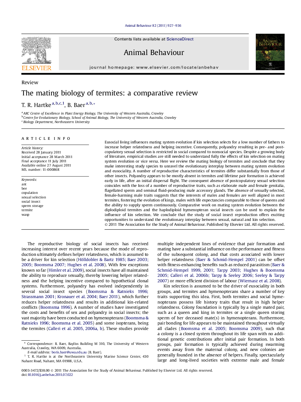 The mating biology of termites: a comparative review