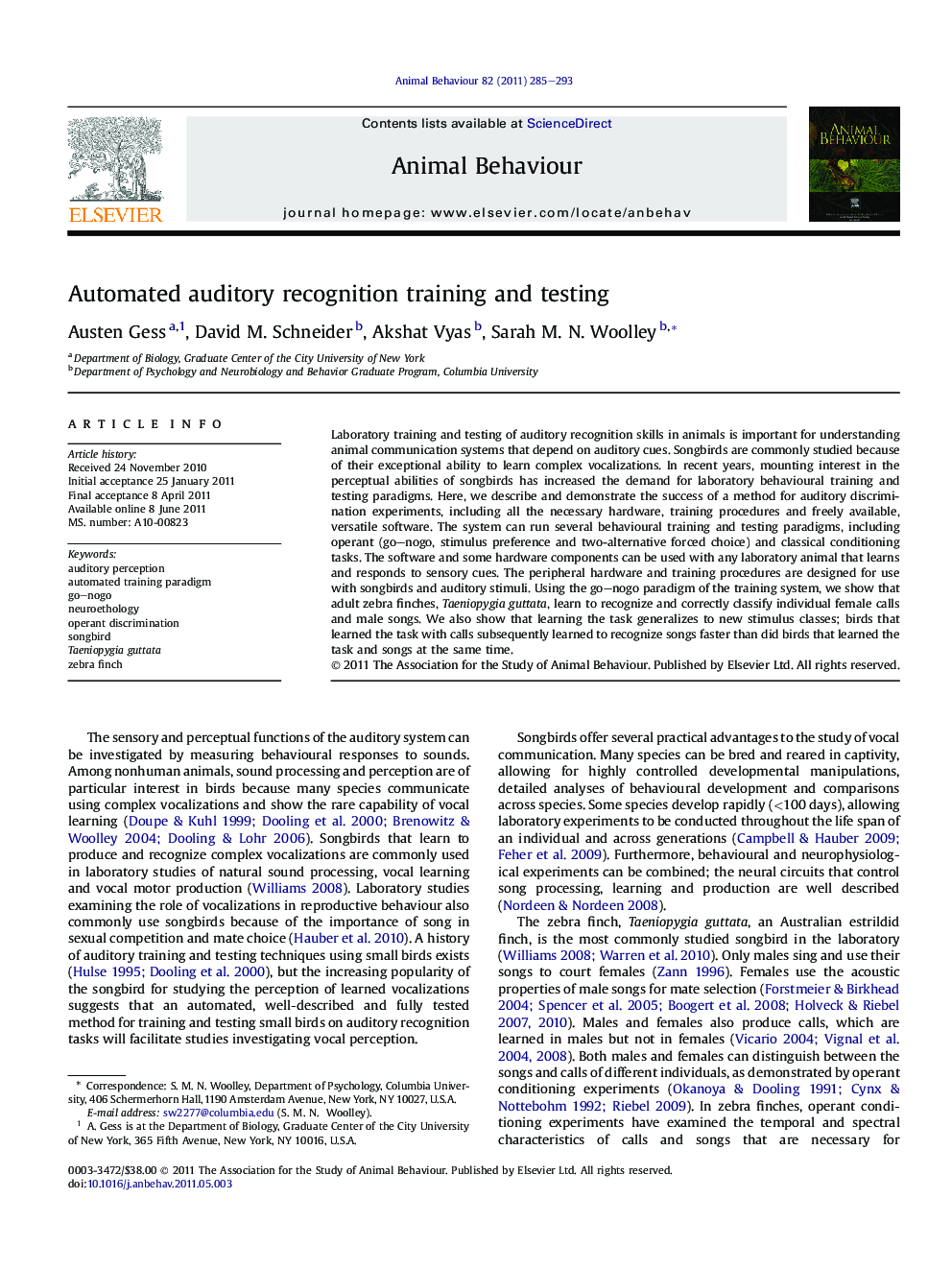 Automated auditory recognition training and testing