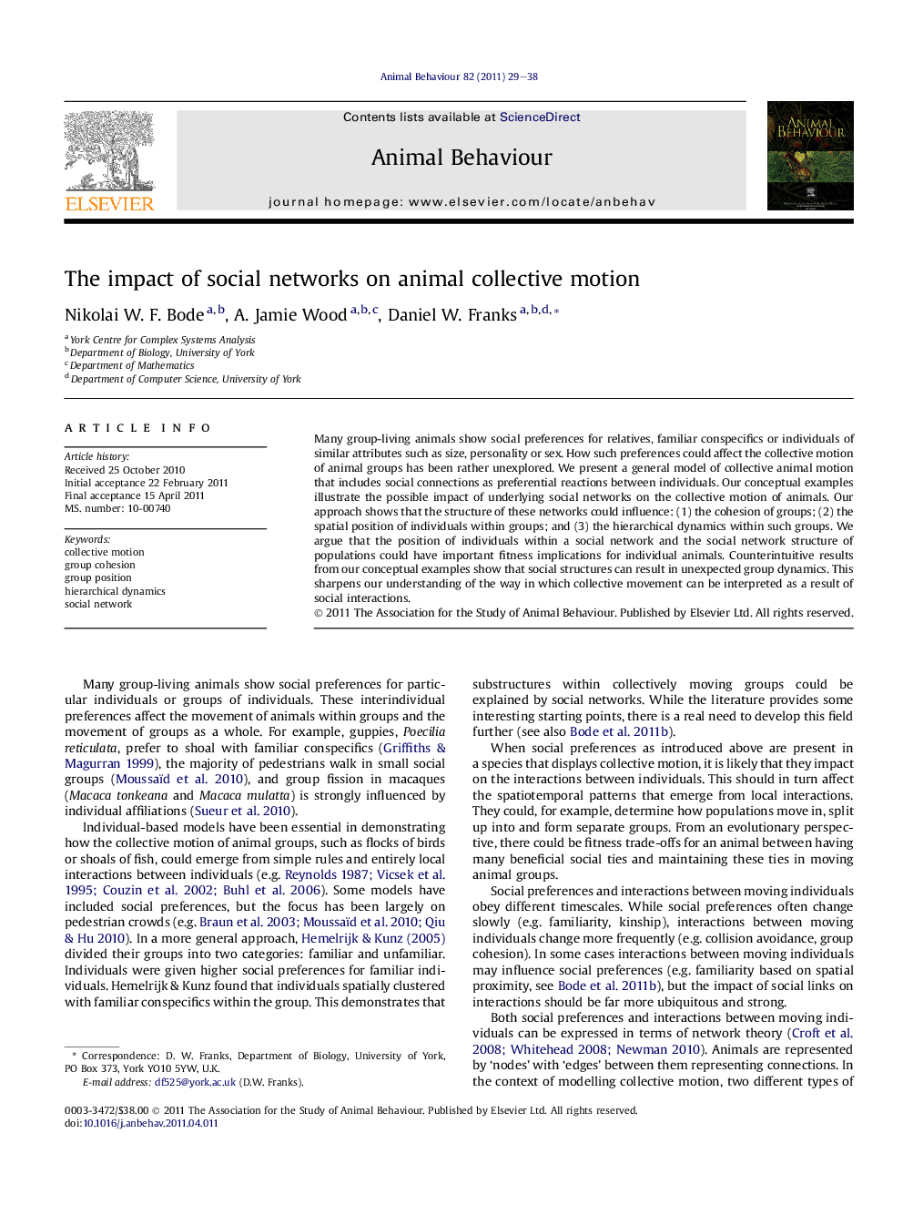 The impact of social networks on animal collective motion