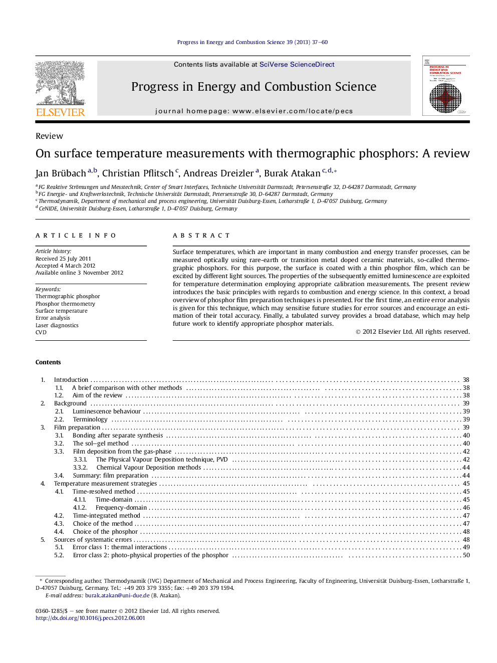 On surface temperature measurements with thermographic phosphors: A review