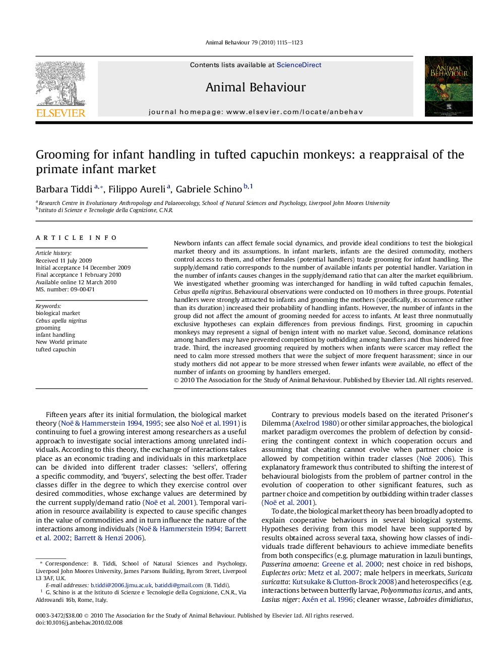 Grooming for infant handling in tufted capuchin monkeys: a reappraisal of the primate infant market