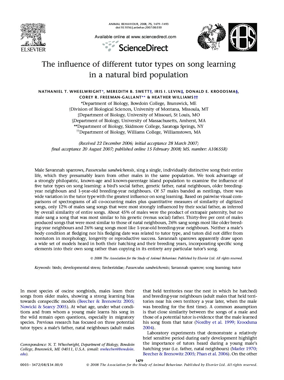 The influence of different tutor types on song learning in a natural bird population