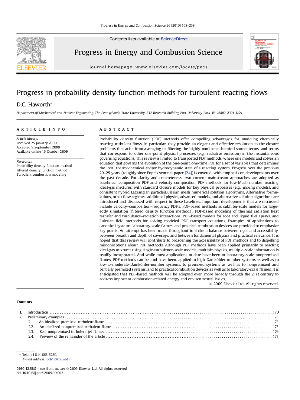 Progress in probability density function methods for turbulent reacting flows