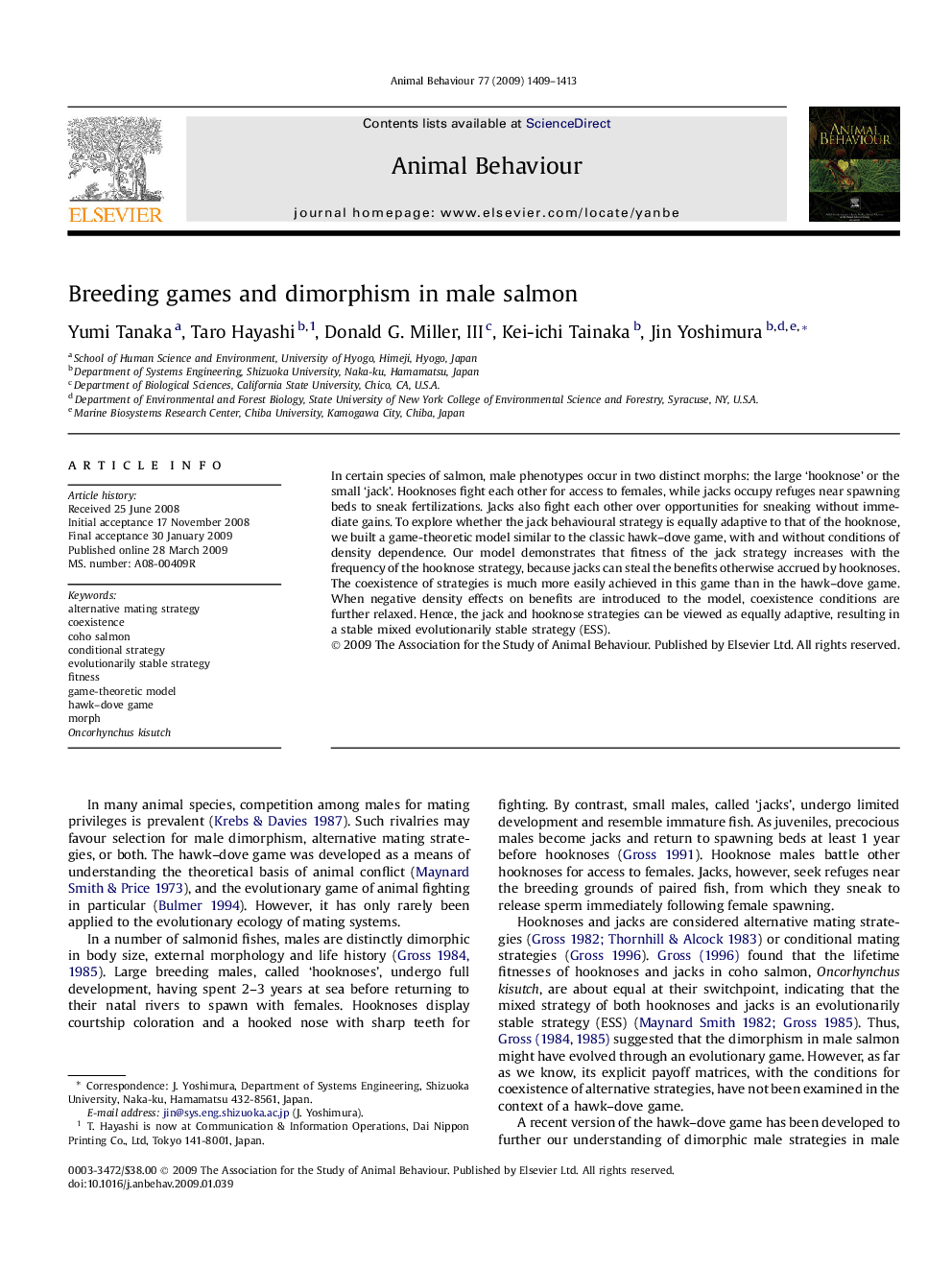 Breeding games and dimorphism in male salmon