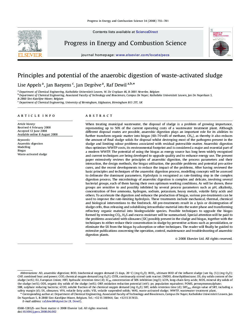 Principles and potential of the anaerobic digestion of waste-activated sludge