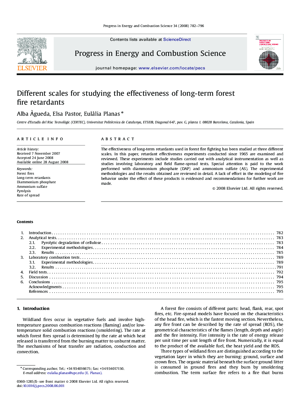 Different scales for studying the effectiveness of long-term forest fire retardants