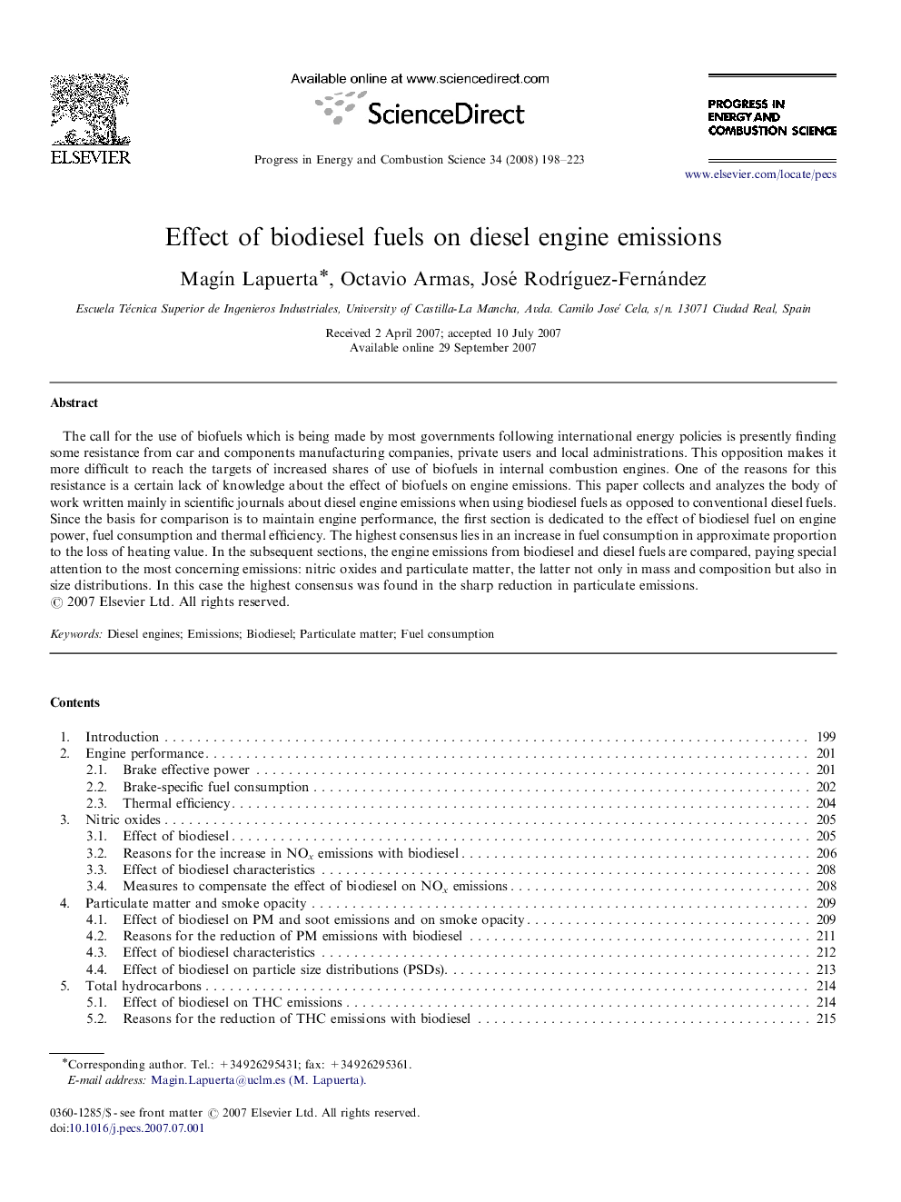 Effect of biodiesel fuels on diesel engine emissions