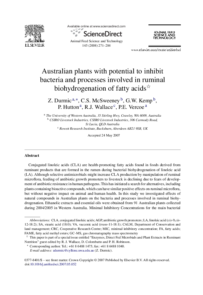 Australian plants with potential to inhibit bacteria and processes involved in ruminal biohydrogenation of fatty acids 