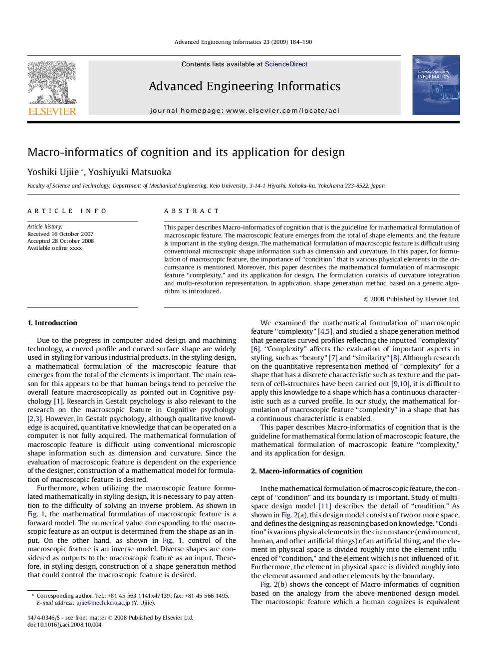 Macro-informatics of cognition and its application for design