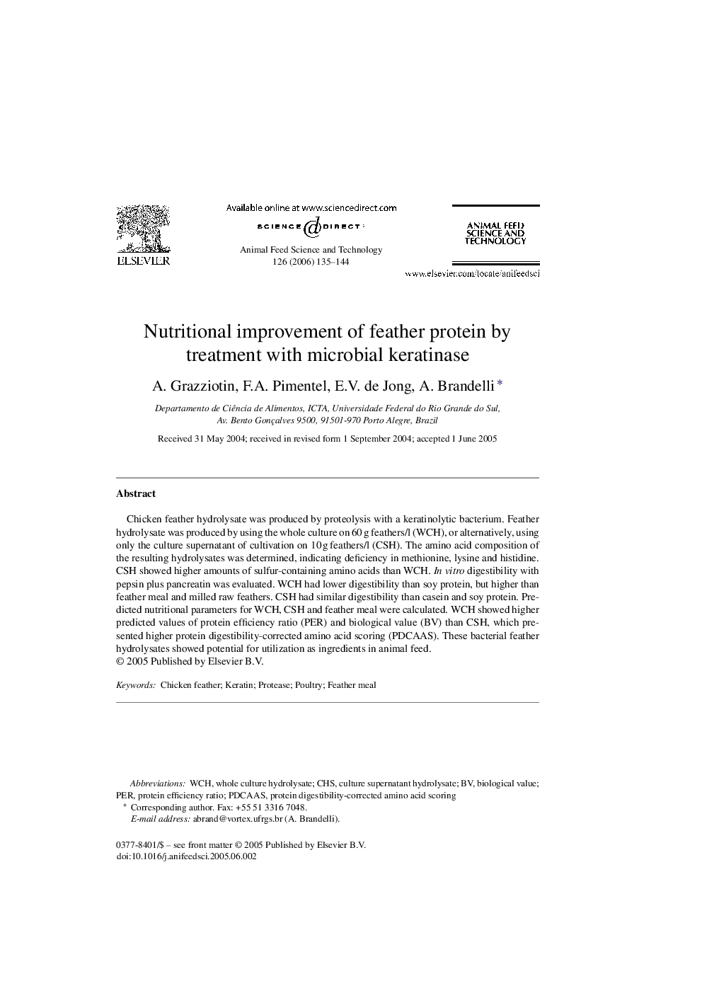 Nutritional improvement of feather protein by treatment with microbial keratinase