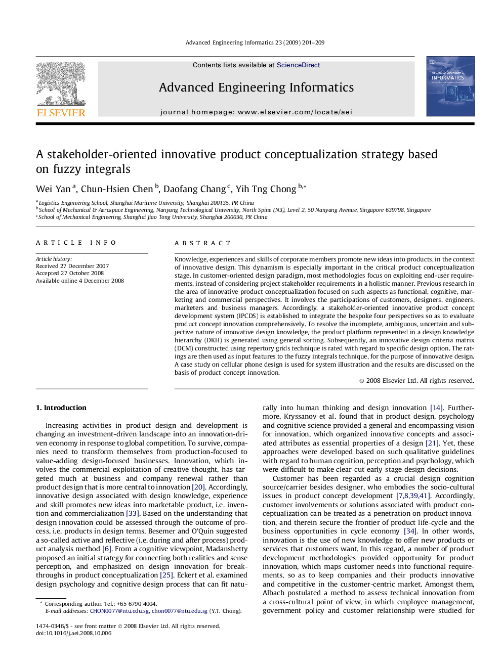 A stakeholder-oriented innovative product conceptualization strategy based on fuzzy integrals