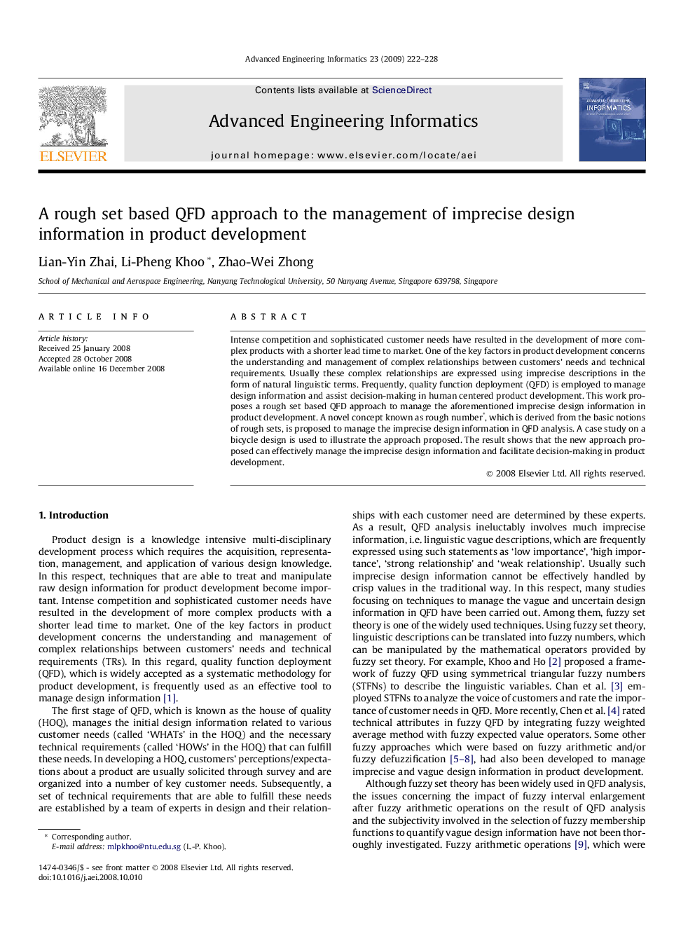 A rough set based QFD approach to the management of imprecise design information in product development