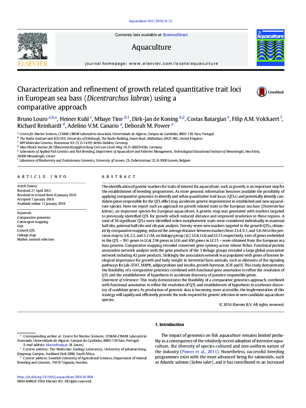 Characterization and refinement of growth related quantitative trait loci in European sea bass (Dicentrarchus labrax) using a comparative approach