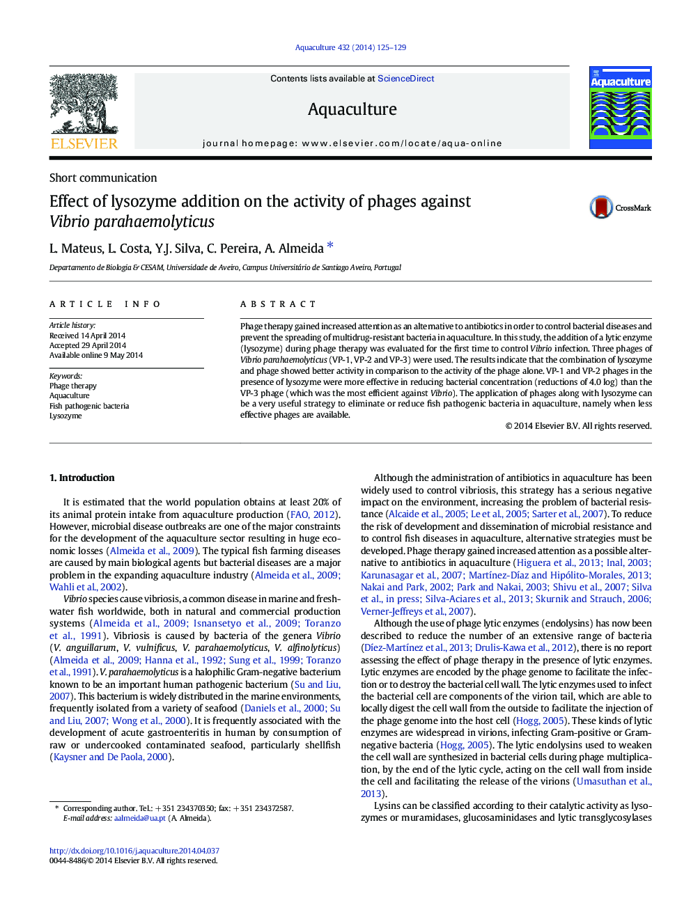 Effect of lysozyme addition on the activity of phages against Vibrio parahaemolyticus