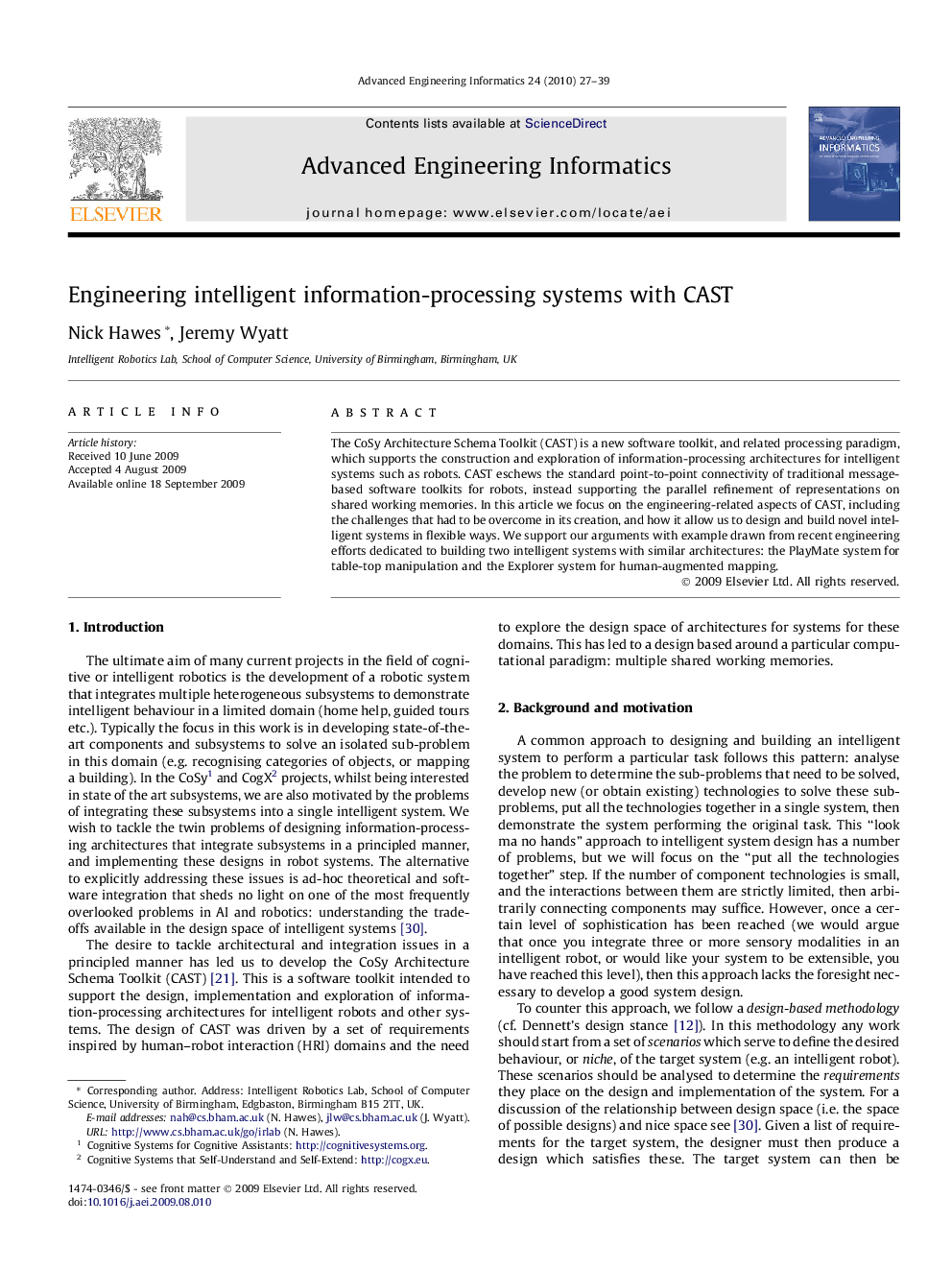 Engineering intelligent information-processing systems with CAST