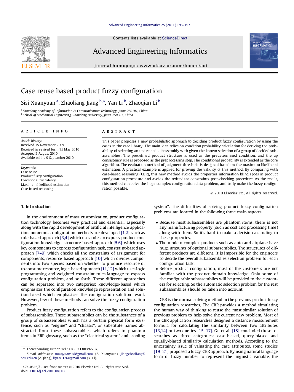 Case reuse based product fuzzy configuration