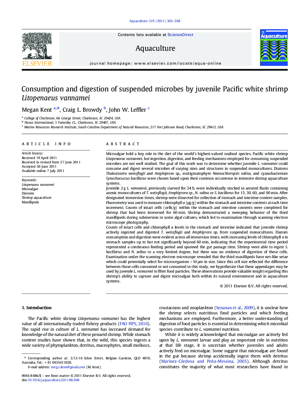 Consumption and digestion of suspended microbes by juvenile Pacific white shrimp Litopenaeus vannamei