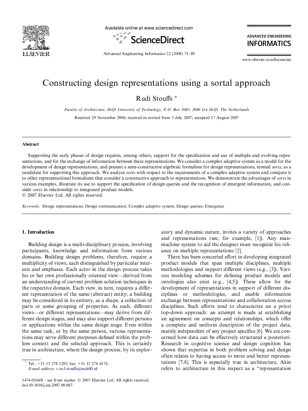 Constructing design representations using a sortal approach