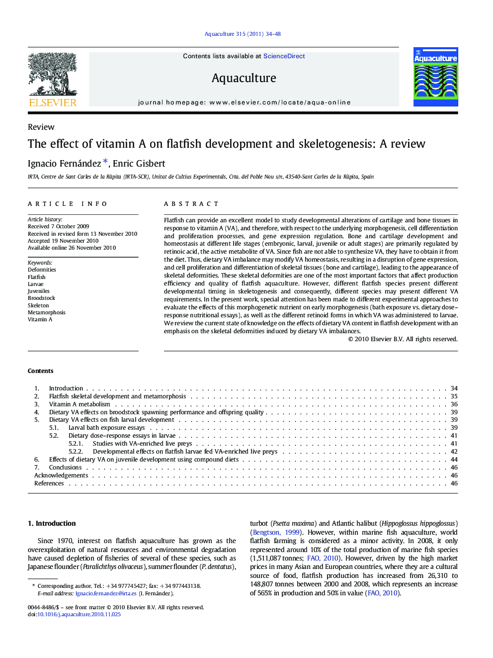 The effect of vitamin A on flatfish development and skeletogenesis: A review