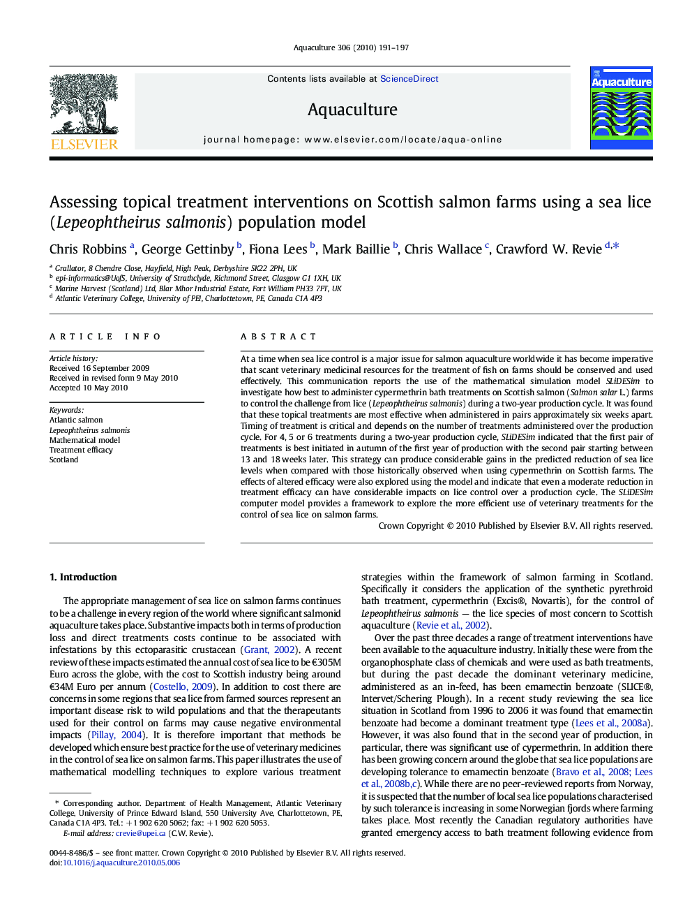 Assessing topical treatment interventions on Scottish salmon farms using a sea lice (Lepeophtheirus salmonis) population model