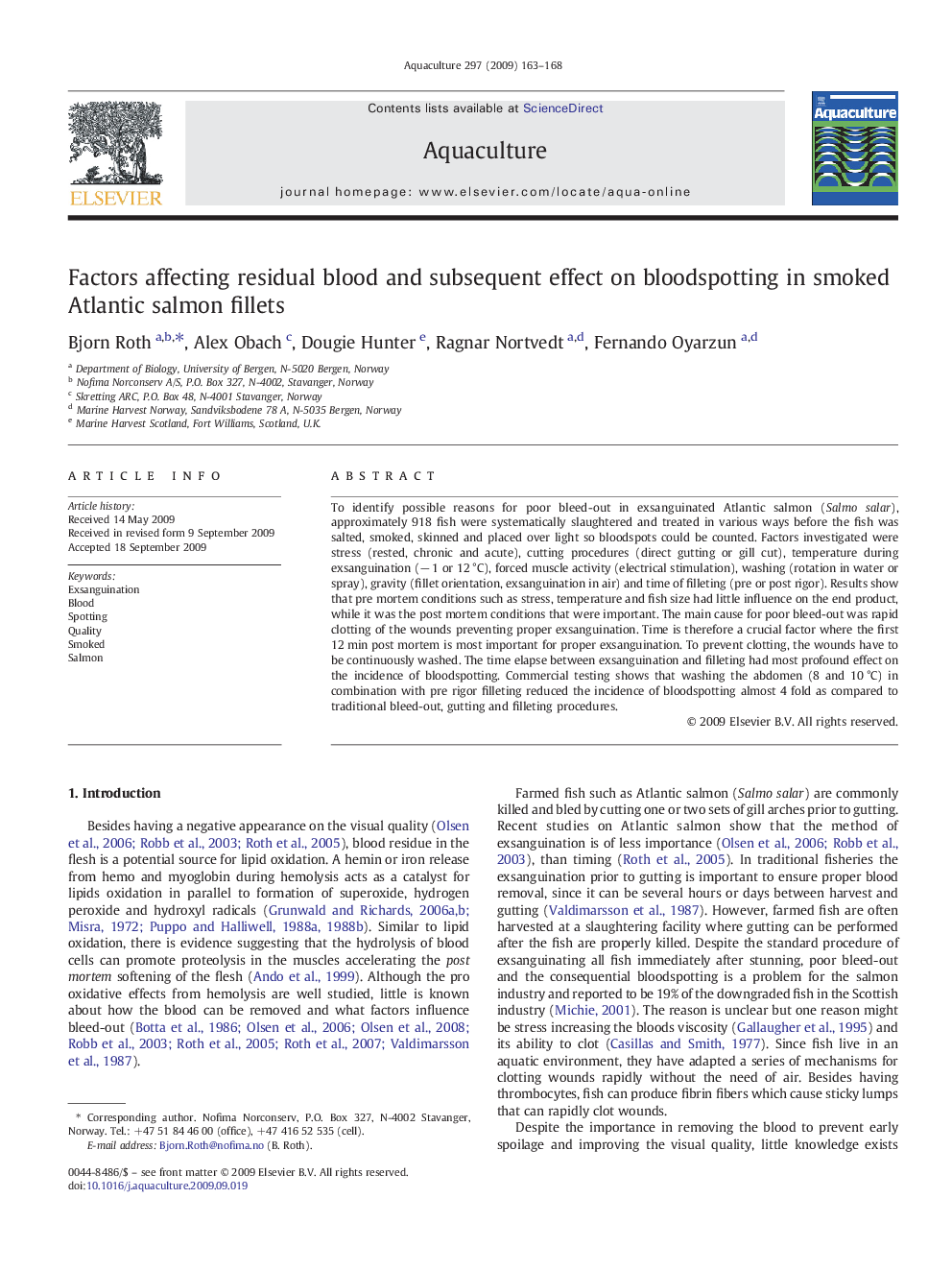 Factors affecting residual blood and subsequent effect on bloodspotting in smoked Atlantic salmon fillets