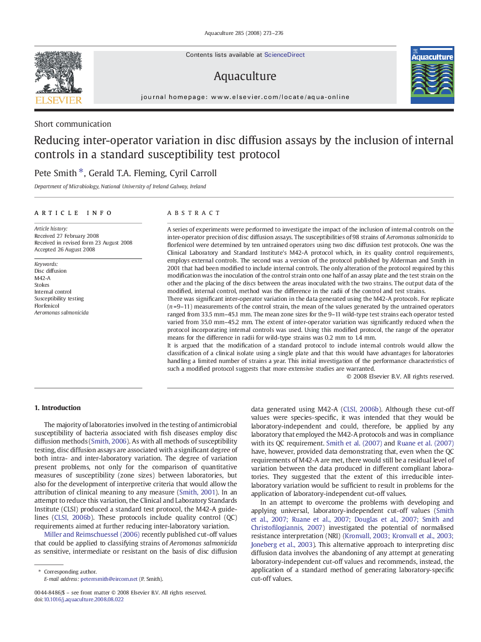 Reducing inter-operator variation in disc diffusion assays by the inclusion of internal controls in a standard susceptibility test protocol