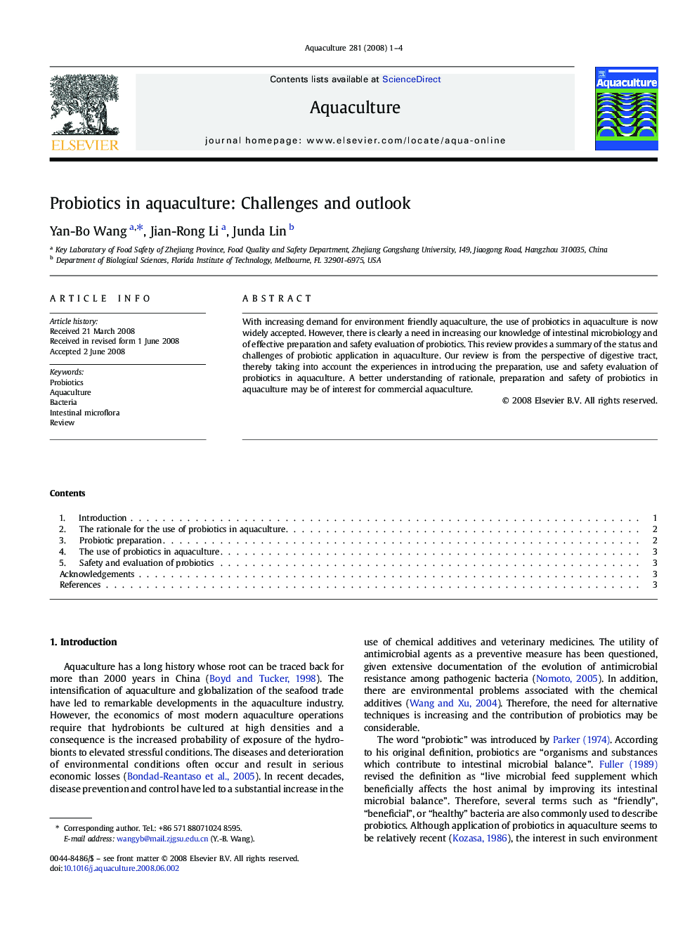 Probiotics in aquaculture: Challenges and outlook