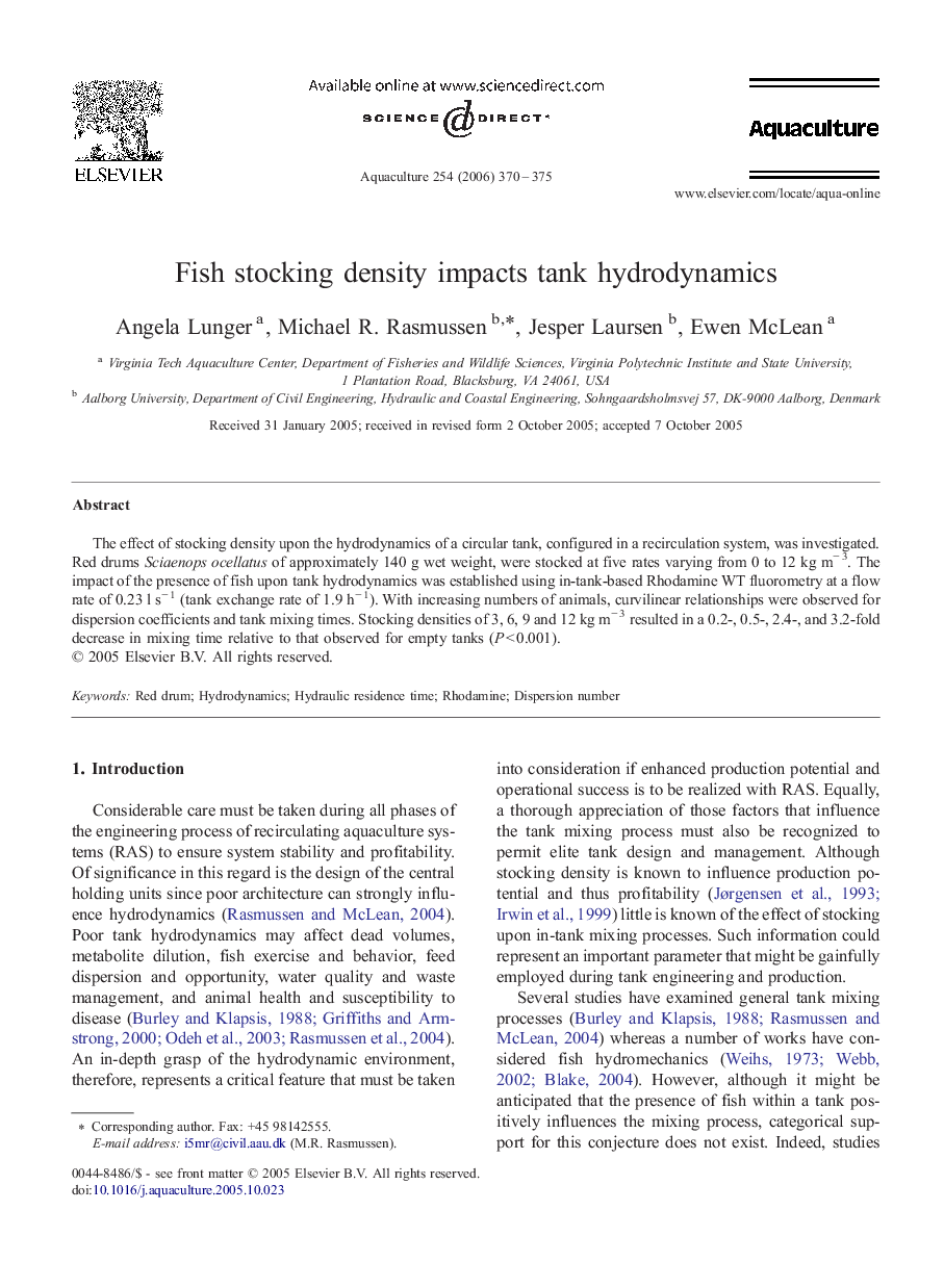 Fish stocking density impacts tank hydrodynamics