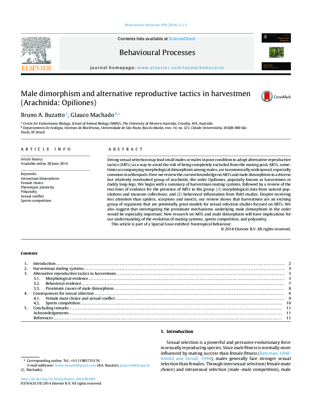 Male dimorphism and alternative reproductive tactics in harvestmen (Arachnida: Opiliones)