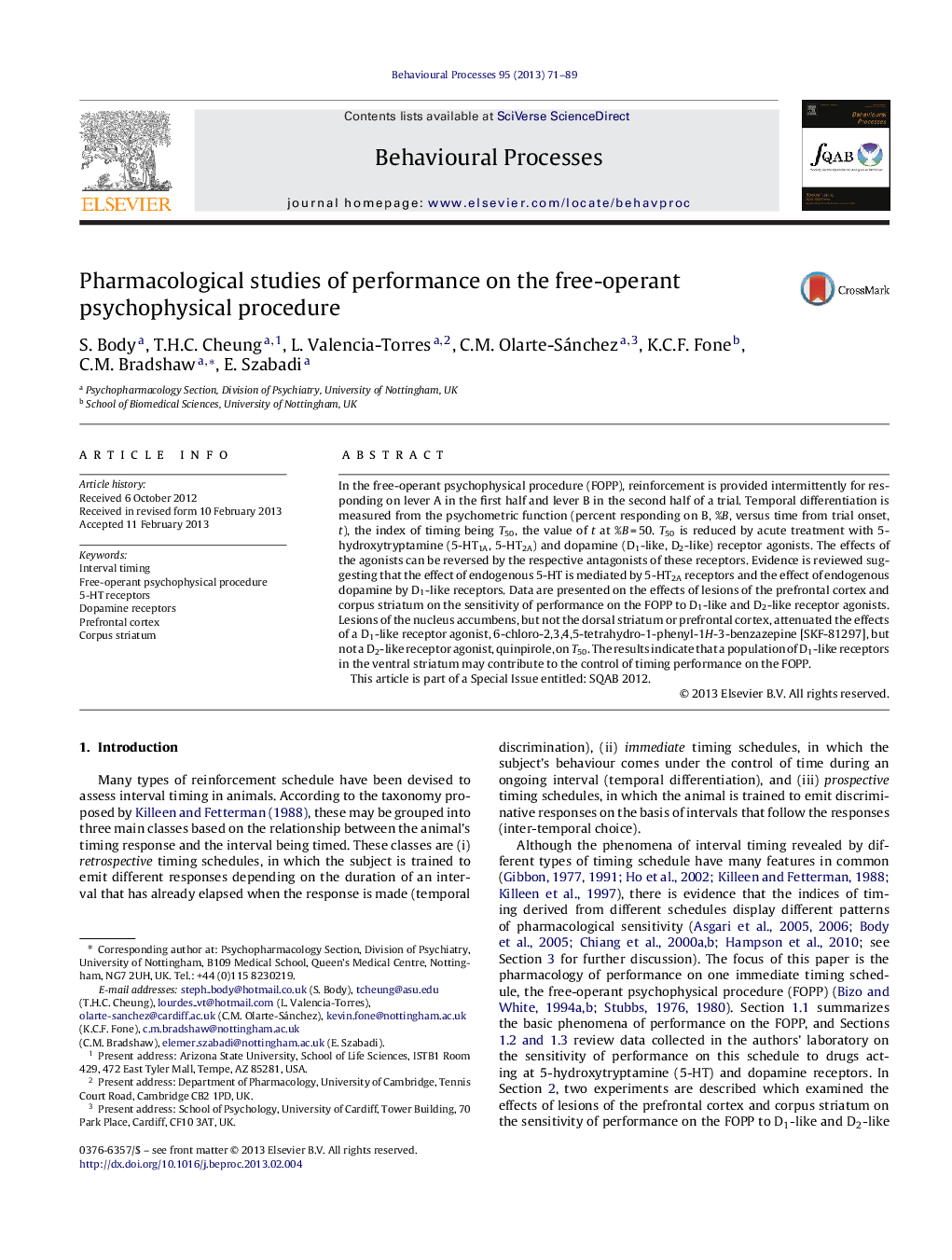 Pharmacological studies of performance on the free-operant psychophysical procedure