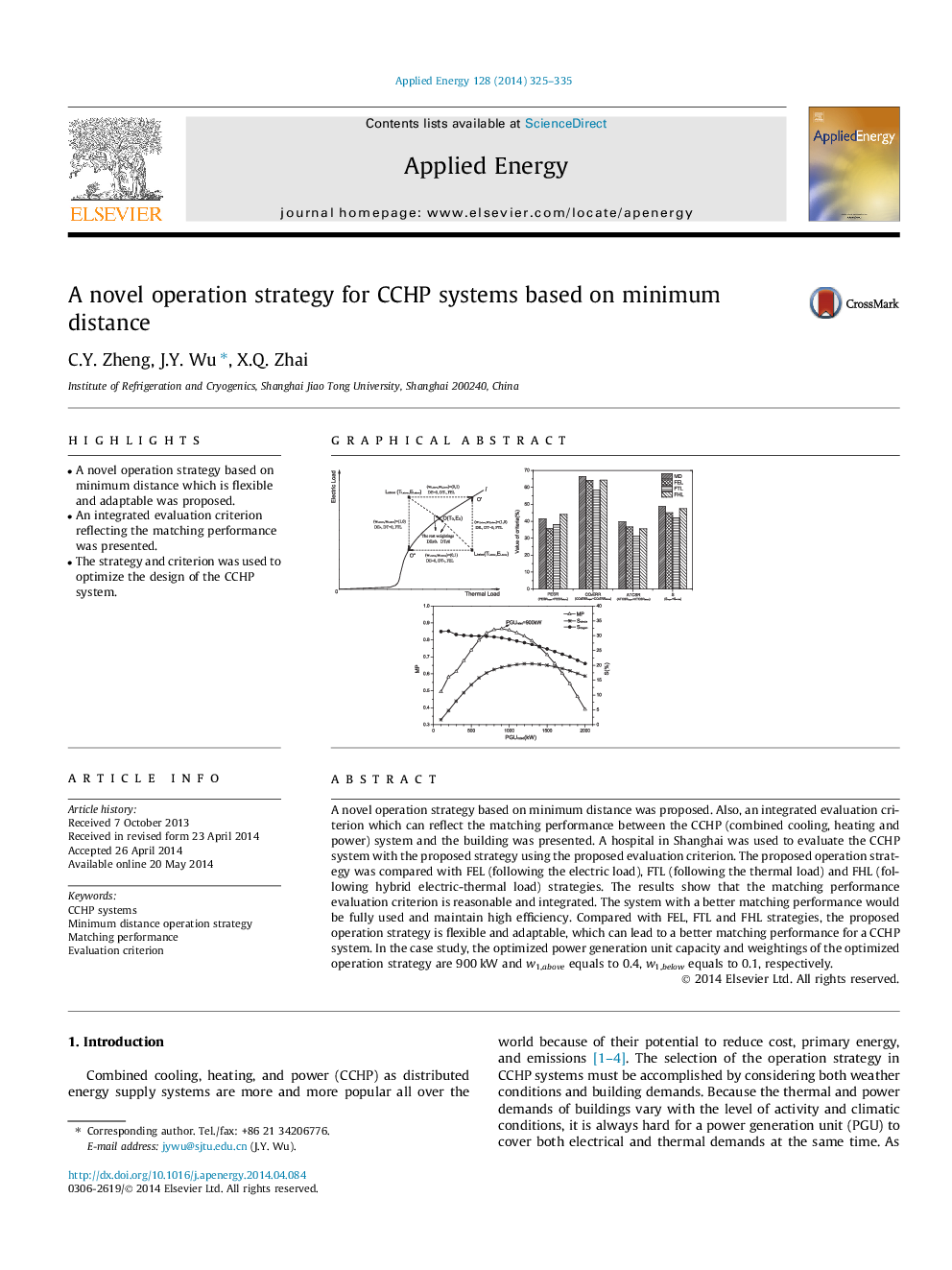 A novel operation strategy for CCHP systems based on minimum distance